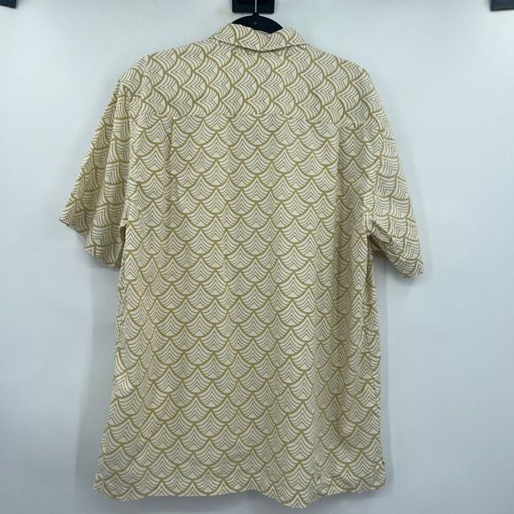 Quiksilver Men's Yellow Abstract Print Short-Sleeve Button-Down Shirt Size L - Picture 6 of 6